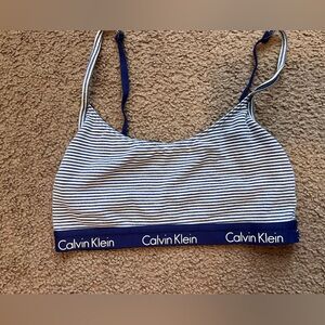 Calvin Klein Navy & White Striped Bralette